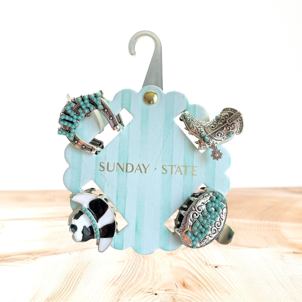 Sunday State Western Turquoise and Silver Hair Clips Set